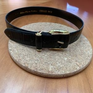 Italian calfskin black leather belt